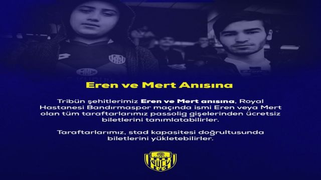 Ankaragücü yönetiminden taraftara Eren ve Mert jesti