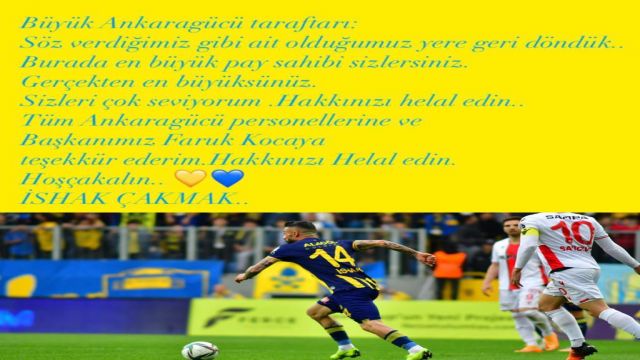 İshak Çakmak'tan Ankaragücü'ne veda mesajı