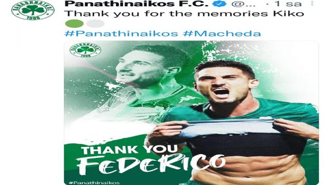 Panathinaikos, Macheda'ya veda etti