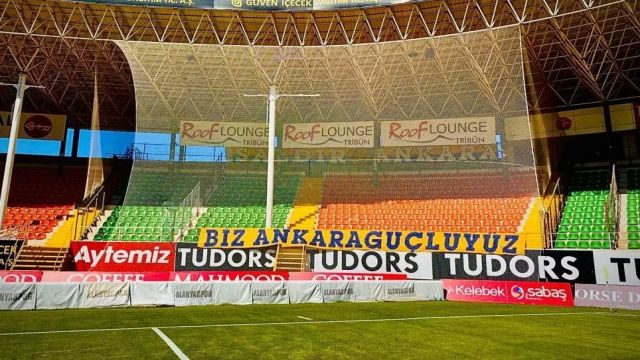 Ankaragücü maçının öncesinde Oba Stadı'nda ağ önlemi. 