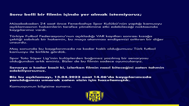 Ankaragücü'nden sert tepki: "Sonu belli bir film"