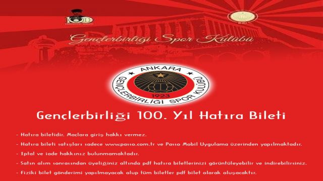 Gençlerbirliği hatıra bilet kampanyası başlattı...