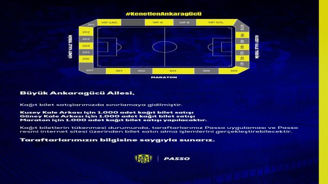 Ankaragücü kağıt bilet satışında  sınırlamaya gitti...