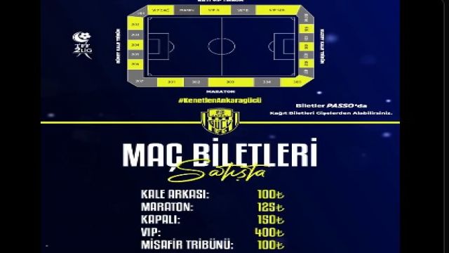 MKE Ankaragücü - Beyoğlu Yeni Çarşı maçının biletleri satışa çıktı