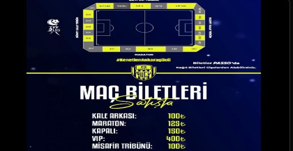 MKE Ankaragücü - Beyoğlu Yeni Çarşı maçının biletleri satışa çıktı