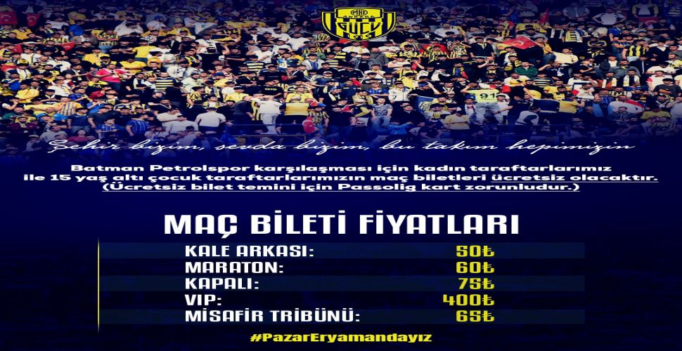 Ankaragücü - Batman Petrolspor maç biletleri satışa sunuluyor