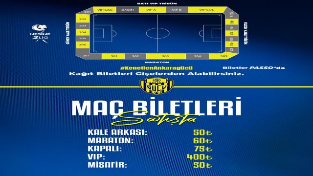 Ankaragücüc - Karaman FK maç biletleri satışta...