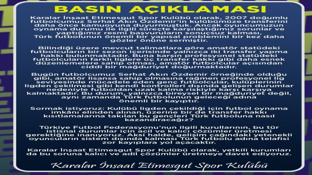 Etimesgut Spor'dan açıklama
