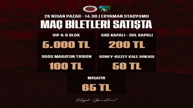 Gençlerbirliği - Kocaelispor maçının biletleri satışa çıktı