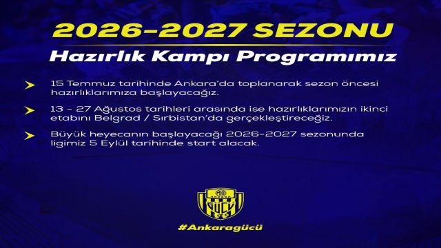 Ankaragücü kamp programı belli oldu