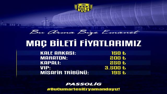 Ankaragücü – Serik Spor maçının biletleri satışta